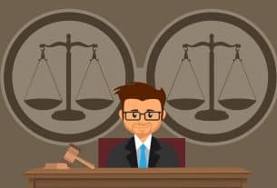 An artist's rendition of a courtroom